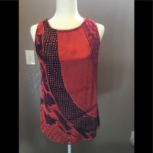 Cabi Red Patterned Tunic Top